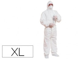 Traje de seguridad con capucha de un solo uso polipropileno blanco talla XL